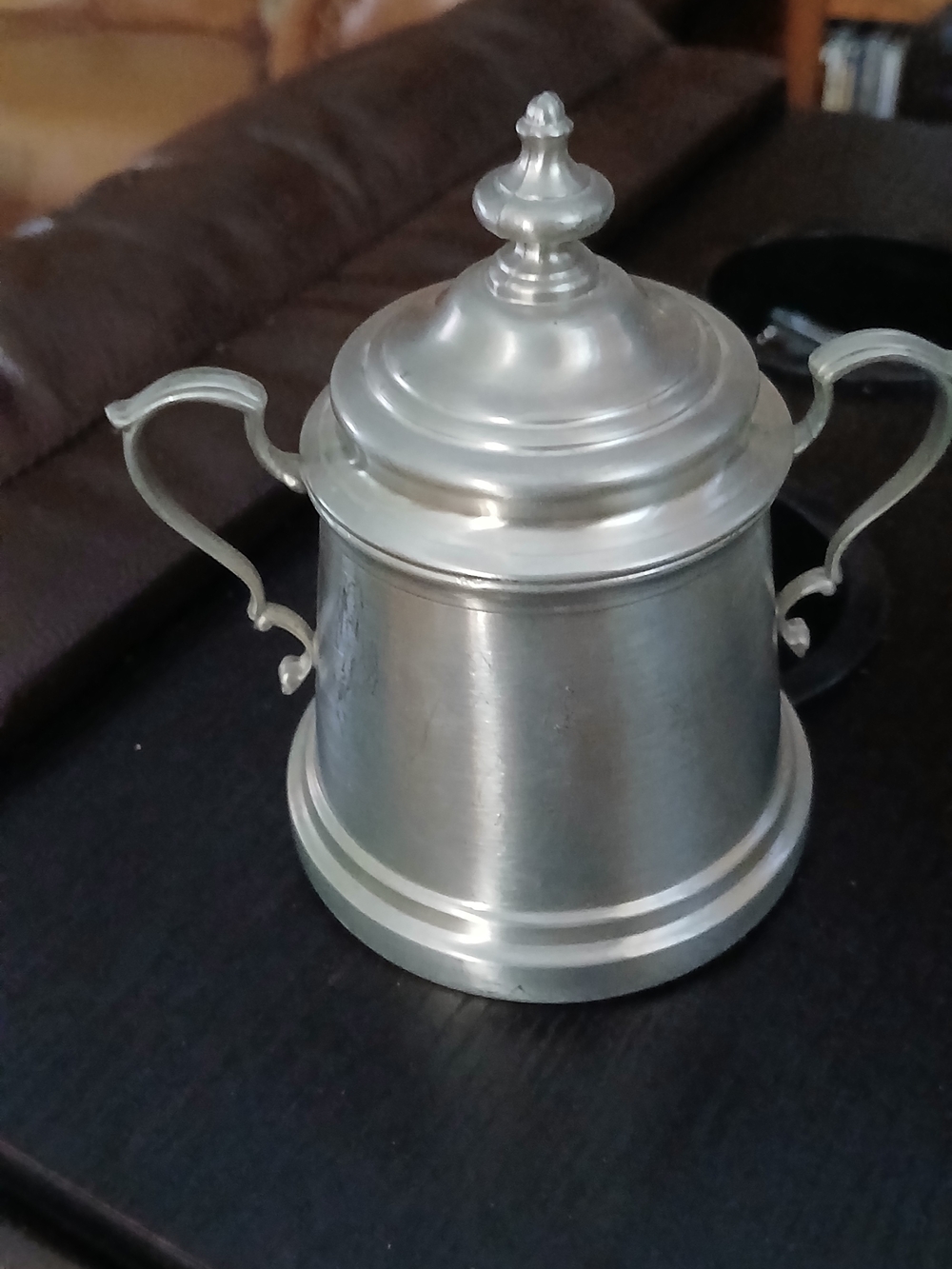 INTERNATIONAL SILVER CO USA 27803 Pewter Sugar Bowl & Lid 5.5"H
